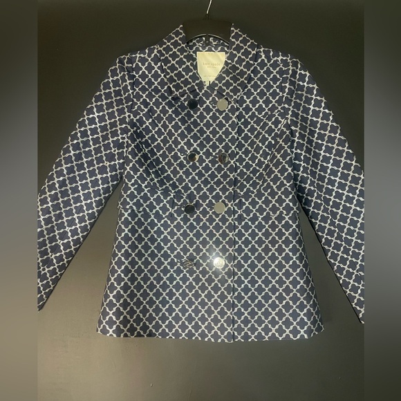 kate spade Jackets & Blazers - Kate Spade Navy and White Patterned Pea Coat